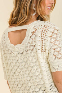 Umgee Short Crochet Top in Off White Top Umgee   