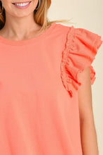 Load image into Gallery viewer, Umgee Top with Double Ruffle Sleeves in Sugar Coral Top Umgee   
