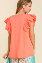 Load image into Gallery viewer, Umgee Top with Double Ruffle Sleeves in Sugar Coral Top Umgee   
