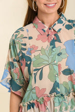 Load image into Gallery viewer, Umgee Sheer Floral Print Top in Mint Mix Top Umgee   

