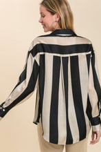Load image into Gallery viewer, Umgee Satin Striped Top in Black and Tan Top Umgee   
