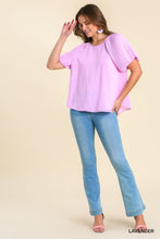 Load image into Gallery viewer, Umgee Round Neck Pleated Balloon Sleeve Top in Lavender Top Umgee   
