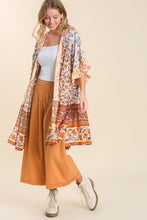 Load image into Gallery viewer, Umgee Mixed Media Floral Print Short Sleeve Kimono in Off White Mix Kimono Umgee   
