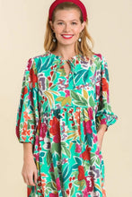 Load image into Gallery viewer, Umgee Floral Peasant Dress in Green Mix ON ORDER Dress Umgee   
