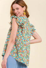 Load image into Gallery viewer, Umgee Floral Print Top in Sage Mix Top Umgee   
