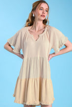 Load image into Gallery viewer, Umgee Linen Color Block Dress in Oatmeal Dress Umgee   
