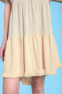 Umgee Linen Color Block Dress in Oatmeal Dress Umgee   