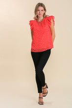 Load image into Gallery viewer, Leopard Jacquard Top in Tomato Red Tops Umgee   
