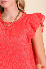 Load image into Gallery viewer, Leopard Jacquard Top in Tomato Red Tops Umgee   
