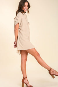 Umgee Bleached Striped Button Down Shirt Dress