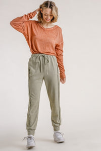 Umgee Mineral Washed Jogger Pants in Army Pants Umgee   