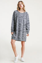 Load image into Gallery viewer, Umgee Heather Gray Mix Zebra Print Dress FINAL SALE Dresses Umgee   
