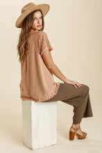 Load image into Gallery viewer, Umgee Clay Top with Crochet Sleeves Top Umgee   
