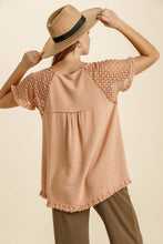 Load image into Gallery viewer, Umgee Clay Top with Crochet Sleeves Top Umgee   
