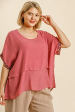 Load image into Gallery viewer, Umgee Rose Clay and Animal Print Lightweight Layered Top Tops Umgee   
