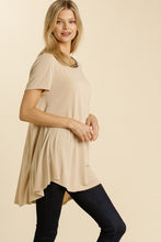 Load image into Gallery viewer, Umgee Animal Print Round Neck Short Sleeve Tunic in Oatmeal  Umgee   
