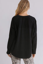 Load image into Gallery viewer, Umgee French Terry Top with Sequin Details in Black  Umgee   

