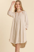 Load image into Gallery viewer, Umgee Linen Blend Dress with Cut-out Neckline in Oatmeal Dresses Umgee   
