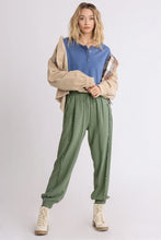 Load image into Gallery viewer, Umgee Linen Blend Jogger Pants with Frayed Details in Light Olive Pants Umgee   

