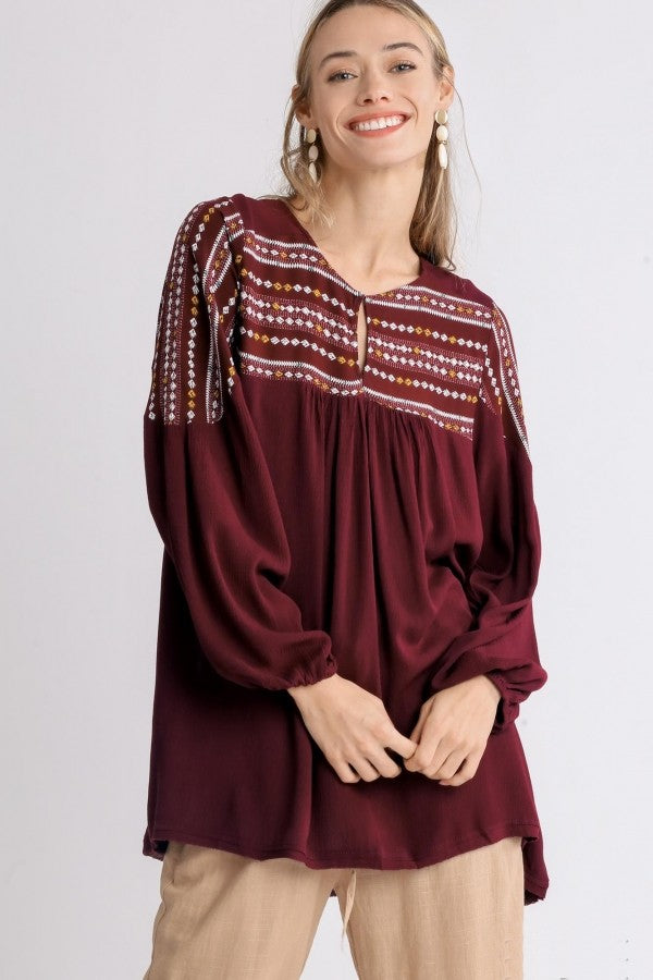 Umgee Sangria Printed Tunic Top FINAL SALE  Umgee   