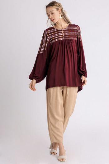 Umgee Sangria Printed Tunic Top FINAL SALE  Umgee   