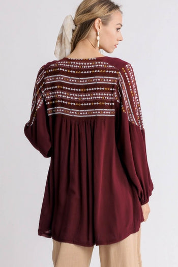 Umgee Sangria Printed Tunic Top FINAL SALE  Umgee   
