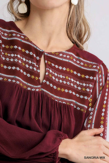 Umgee Sangria Printed Tunic Top FINAL SALE  Umgee   