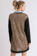 Load image into Gallery viewer, Umgee Black French Terry Dress with Animal Print Back  Umgee   
