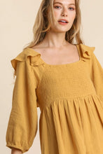 Load image into Gallery viewer, Umgee Gauze Dress with Ruffle Details in Mustard Dresses Umgee   
