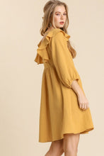 Load image into Gallery viewer, Umgee Gauze Dress with Ruffle Details in Mustard FINAL SALE Dresses Umgee   
