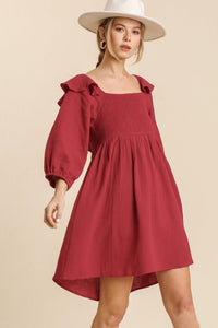 Umgee Gauze Dress with Ruffle Details in Scarlet Dresses Umgee   