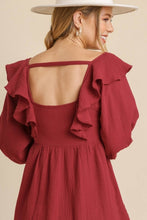 Load image into Gallery viewer, Umgee Gauze Dress with Ruffle Details in Scarlet Dresses Umgee   

