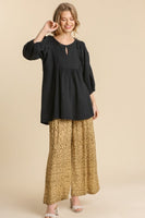 Umgee Gauze Babydoll Top in Black FINAL SALE Shirts & Tops Umgee   