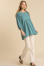 Load image into Gallery viewer, Umgee Gauze Babydoll Top in Sea Green FINAL SALE Shirts &amp; Tops Umgee   
