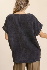 Umgee Mineral Washed Top in Black Shirts & Tops Umgee   