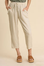 Load image into Gallery viewer, Umgee Linen Blend Pants with Frayed Details in Oatmeal FINAL SALE Pants Umgee   

