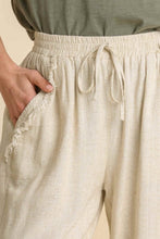 Load image into Gallery viewer, Umgee Linen Blend Pants with Frayed Details in Oatmeal FINAL SALE Pants Umgee   
