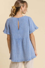 Load image into Gallery viewer, Umgee Mineral Washed Gauze Top in Cobalt Shirts &amp; Tops Umgee   
