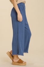 Load image into Gallery viewer, Umgee Wide Leg Linen Pants in Slate Blue Bottoms Umgee   

