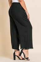 Umgee Wide Leg Linen Pants in Black Bottoms Umgee   