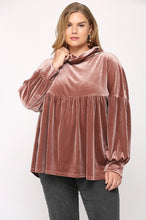 Load image into Gallery viewer, GiGio Velvet Turtleneck Top in Rose Clay Top Gigio   
