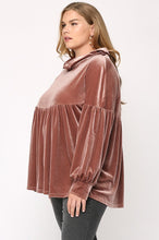 Load image into Gallery viewer, GiGio Velvet Turtleneck Top in Rose Clay Top Gigio   
