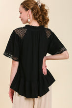 Load image into Gallery viewer, Umgee Top with Crochet Detail in Black Top Umgee   
