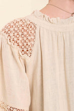 Load image into Gallery viewer, Umgee Top with Crochet Detail in Oatmeal Top Umgee   

