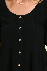 Umgee Linen Blend Top with Smocked Back in Black Top Umgee   