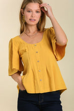 Load image into Gallery viewer, Umgee Linen Blend Top with Smocked Back in Honey Top Umgee   
