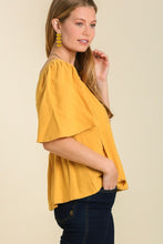Load image into Gallery viewer, Umgee Linen Blend Top with Smocked Back in Honey FINAL SALE Top Umgee   
