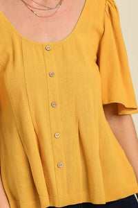 Umgee Linen Blend Top with Smocked Back in Honey FINAL SALE Top Umgee   