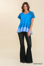 Load image into Gallery viewer, Umgee Tiered Top with Crochet Details in French Blue Top Umgee   
