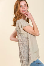Load image into Gallery viewer, Umgee Top with Floral Applique Sleeves in Oatmeal Top Umgee   
